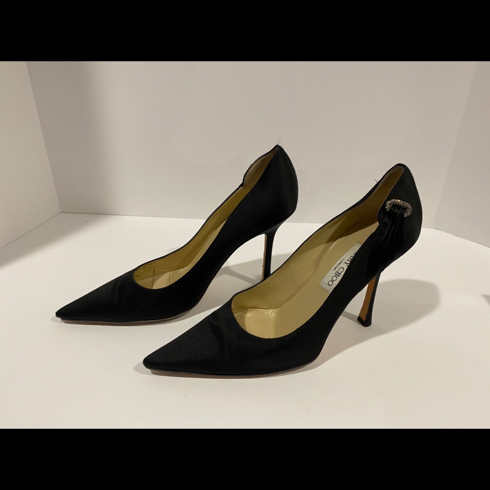 Jimmy Choo Satin Pumps with Crystal Accents